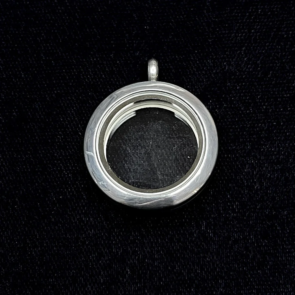 Classic Round Silver-Tone Gem Locket - Picture 1 of 4